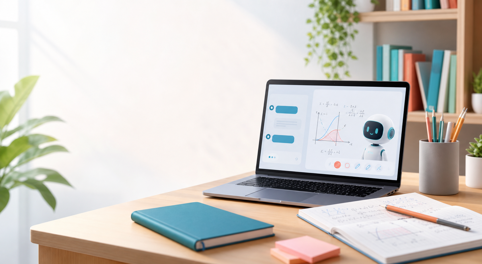 AI tutoring workspace with lesson notes and a tutor chat interface